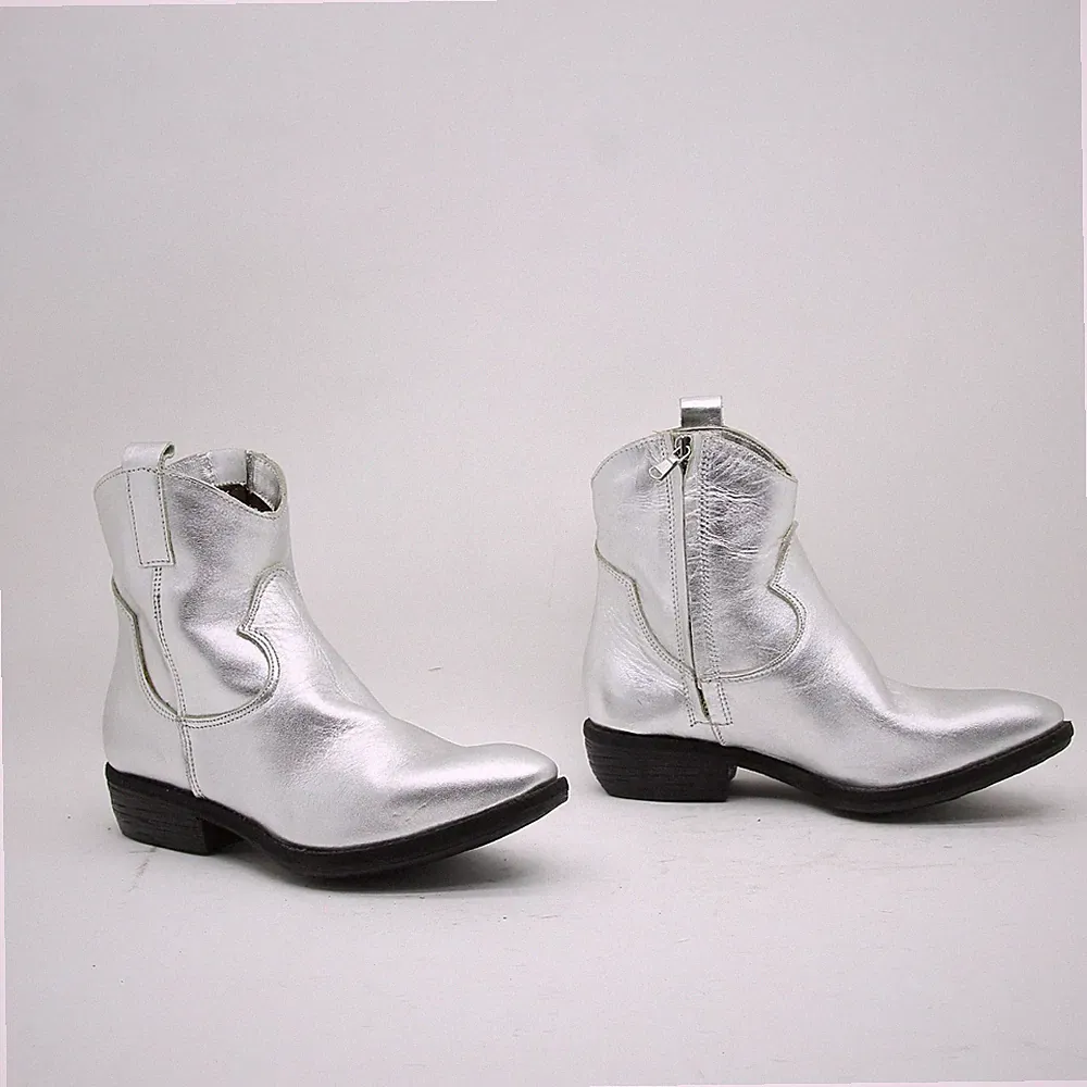 LE PURE Stiefeletten Cowboy Biker Western Damen EU 36 Used Silber (Cod.ST3276)