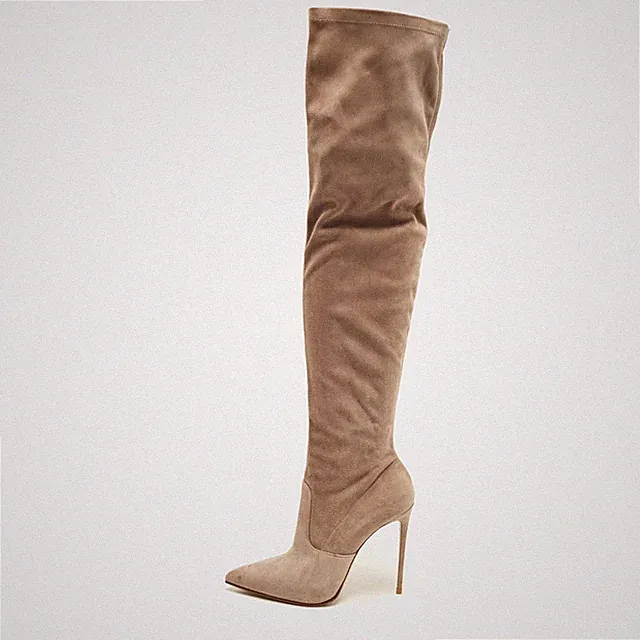 Le Silla Overknee Stiefel Größe 38,5 Grau Wildleder