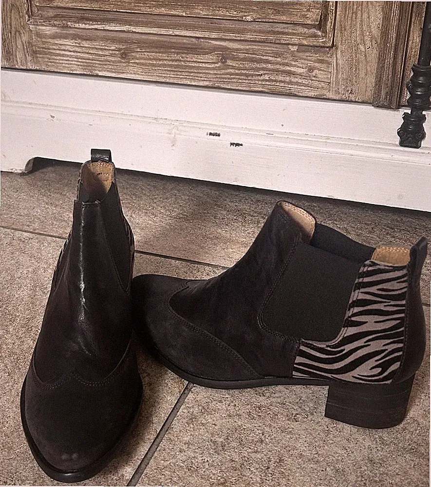 Leder Chelsea Stiefeletten von Gabor Gr.6 (39) Ankle-Boots Braun Zebra