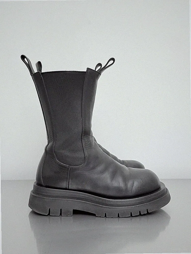 Leder Stiefel BOTTEGA VENETA Lug Boots Chelsea Motorradstiefel weiter Schaft |38