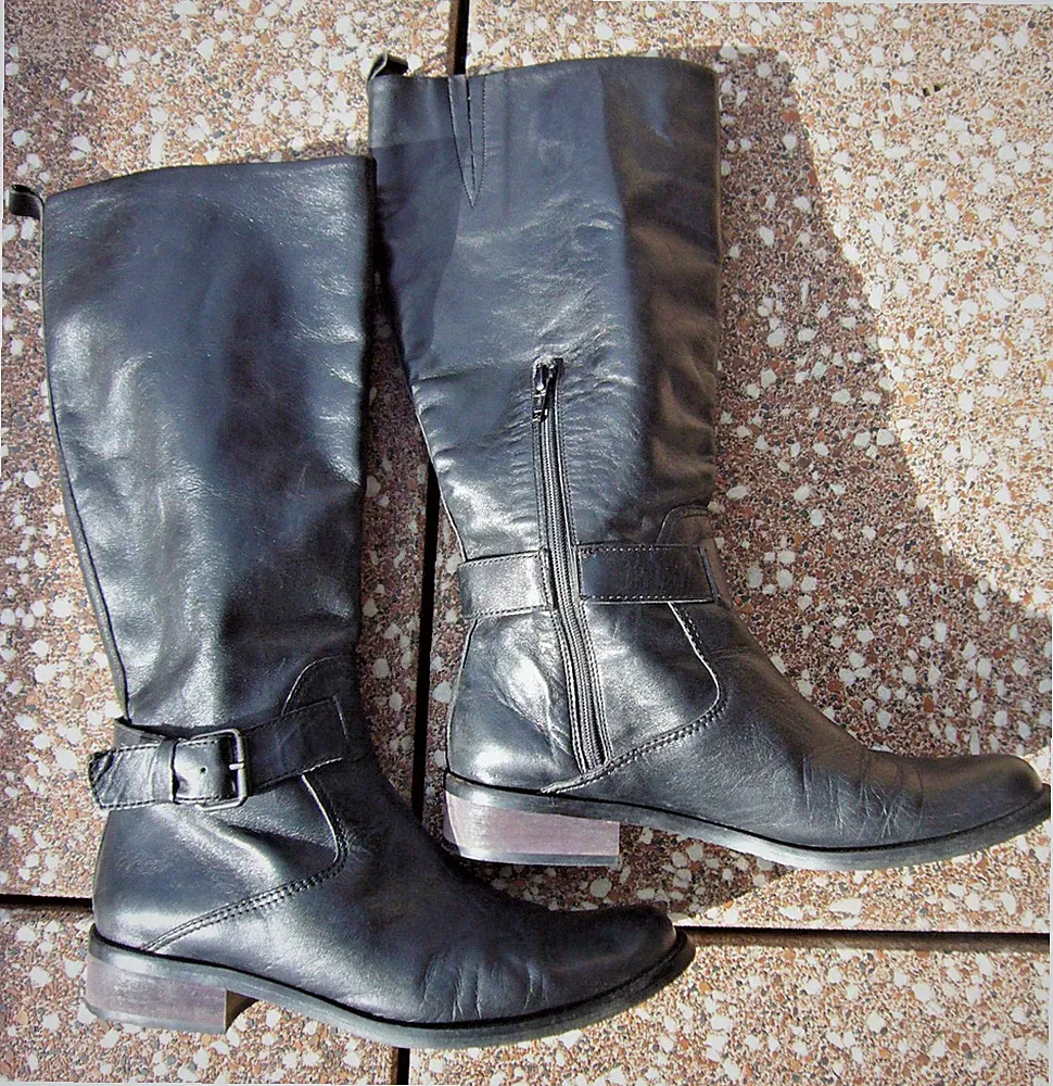 LEDER Stiefel Damen Davos Gomma Made in Italy schwarz Gr. 38 mit Schnalle Top Zu