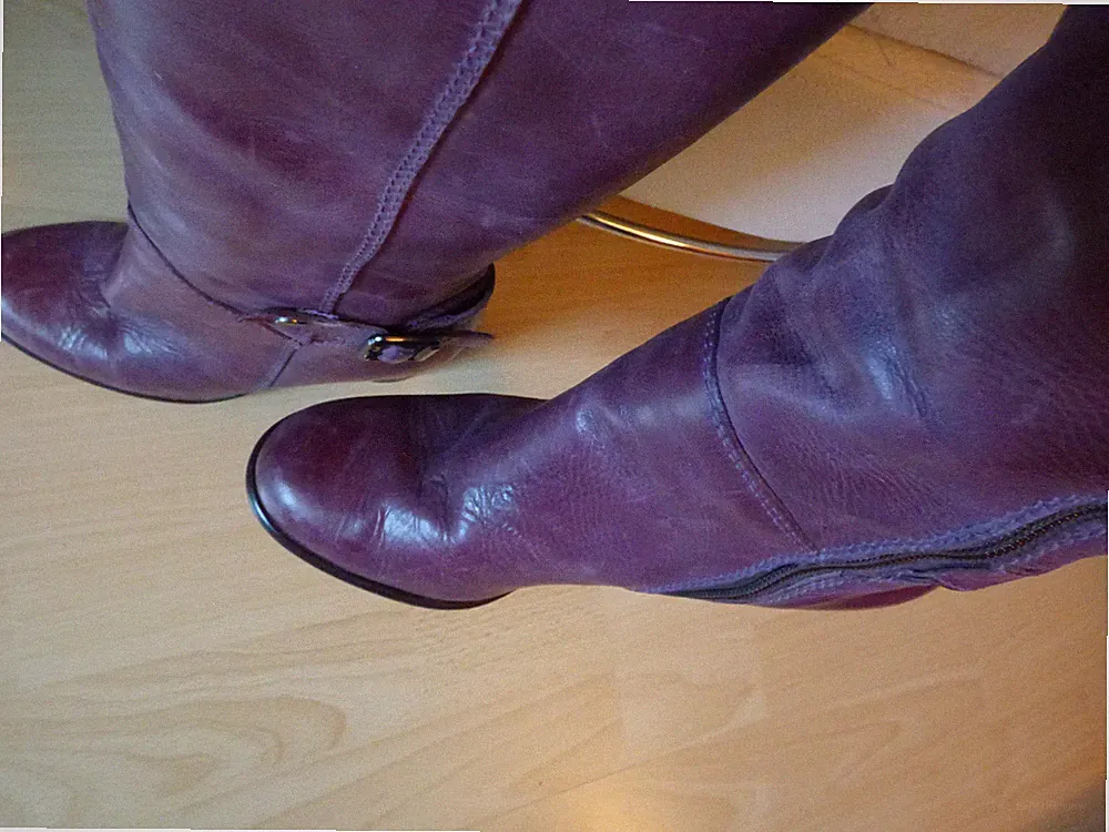 Leder Stiefel Gr. 38 in Lila Vintage LUXUS - TOP