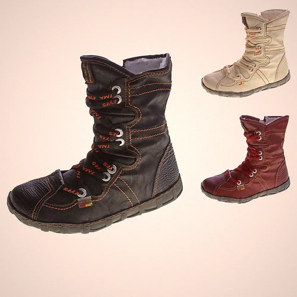 Leder Stiefeletten TMA 2013 Damen Knöchel Schuhe echt Leder Winter gefüttert