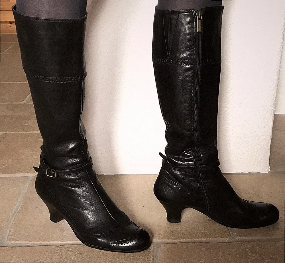 Lederstiefel Damen Gr. 40 Cuero Lux Nero GIXUS ledergefüttert wenig getragen