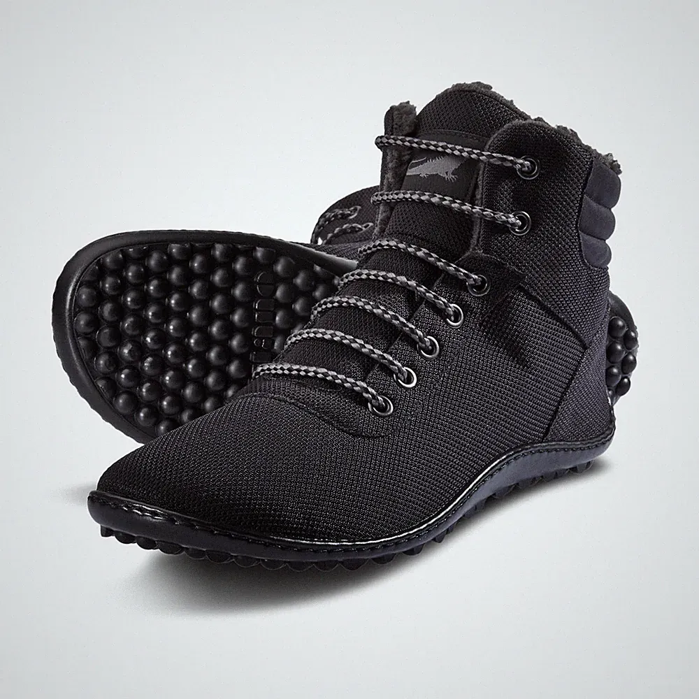 LEGUANO Kosmo Winterstiefel Barfußschuhe für Damen/Herren Grau und Schwarz
