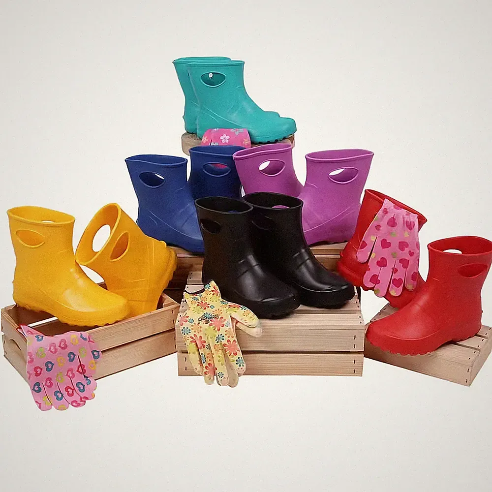 LEMIGO Damen EVA Gummistiefel mit Filzeinlage Gartenstiefel mit Handschuhe 752