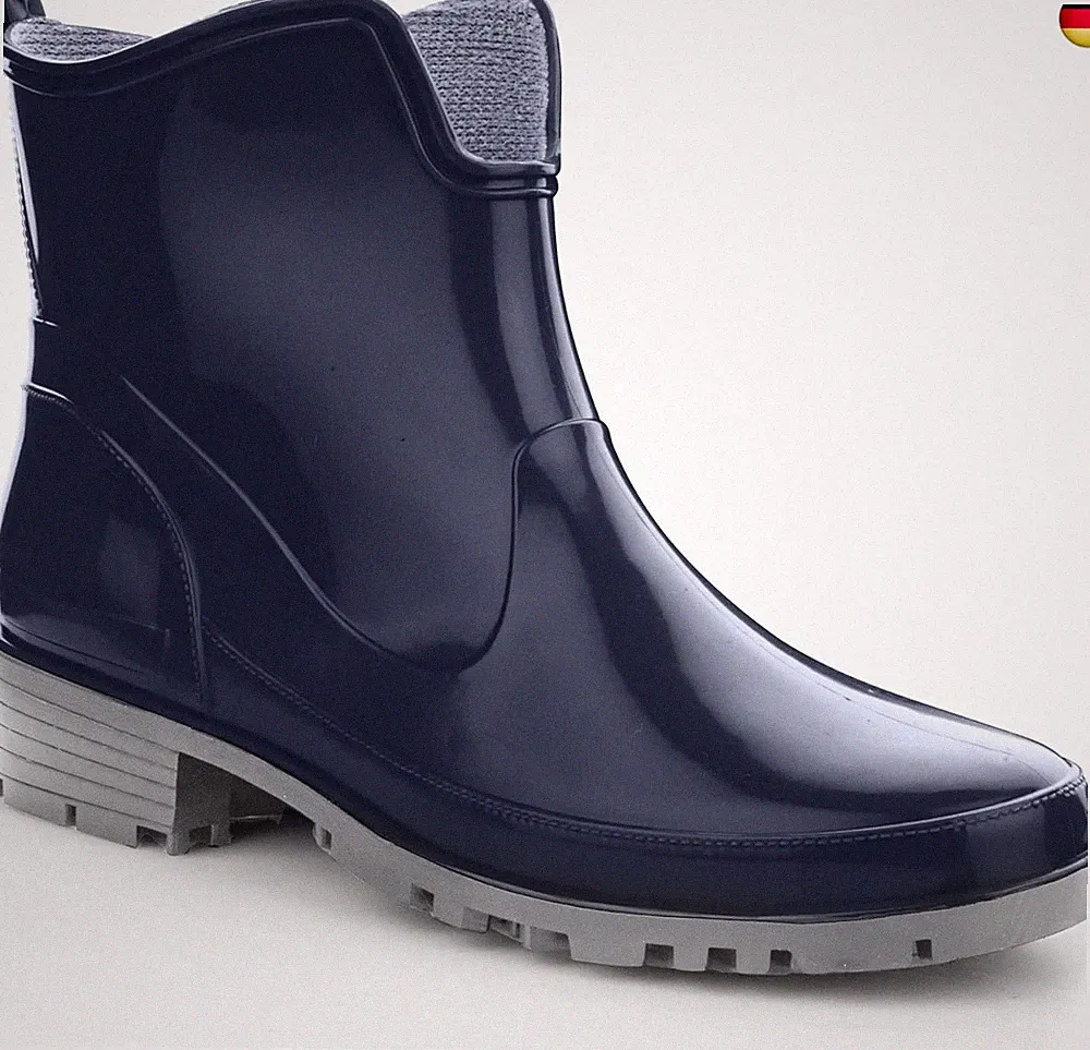 LEMIGO Damen Gummistiefeletten Kurze Gummistiefel Knöchel Regenstiefel Elke