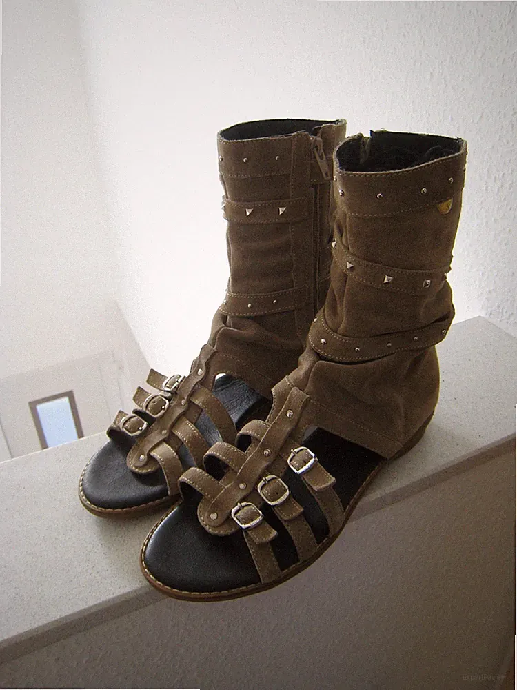 LEPI Stiefel Stiefeletten Sandalen Gr. 39 Wildleder Braun Sandalenstiefel