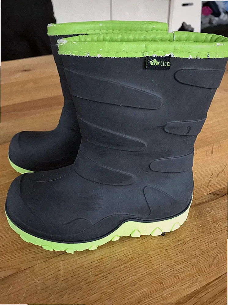 Lico Cirrus warm gefütterte Gummistiefel Gr. 25 Grau-Lemon Winter Herbst Frühlin