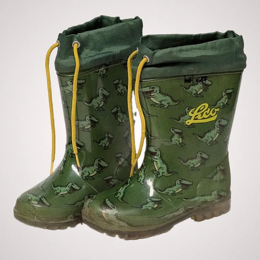 LICO Power Blinky Gummistiefel Grün/Gelb m. Leuchtsohle, Dino, EU 26