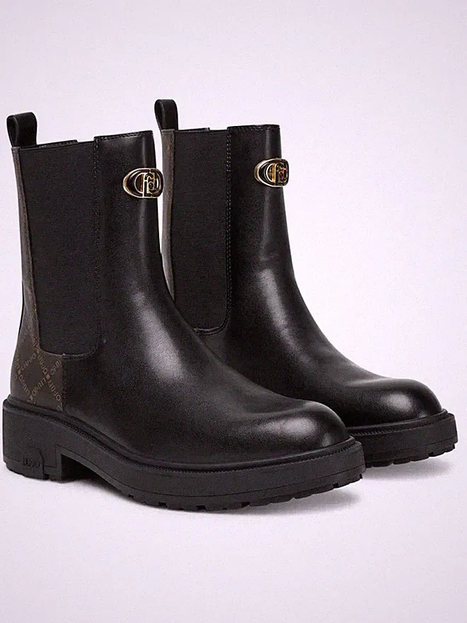 LIUJO CHELSEA STIEFELETTE Damen Mod. LONDON 02 Col. SCHWARZ - BRAUN Rabatt -35%