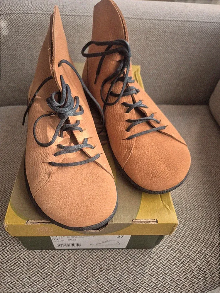 Loints of Holland Neu Damen Schnürstiefeletten Senf Leder Orthopädisch