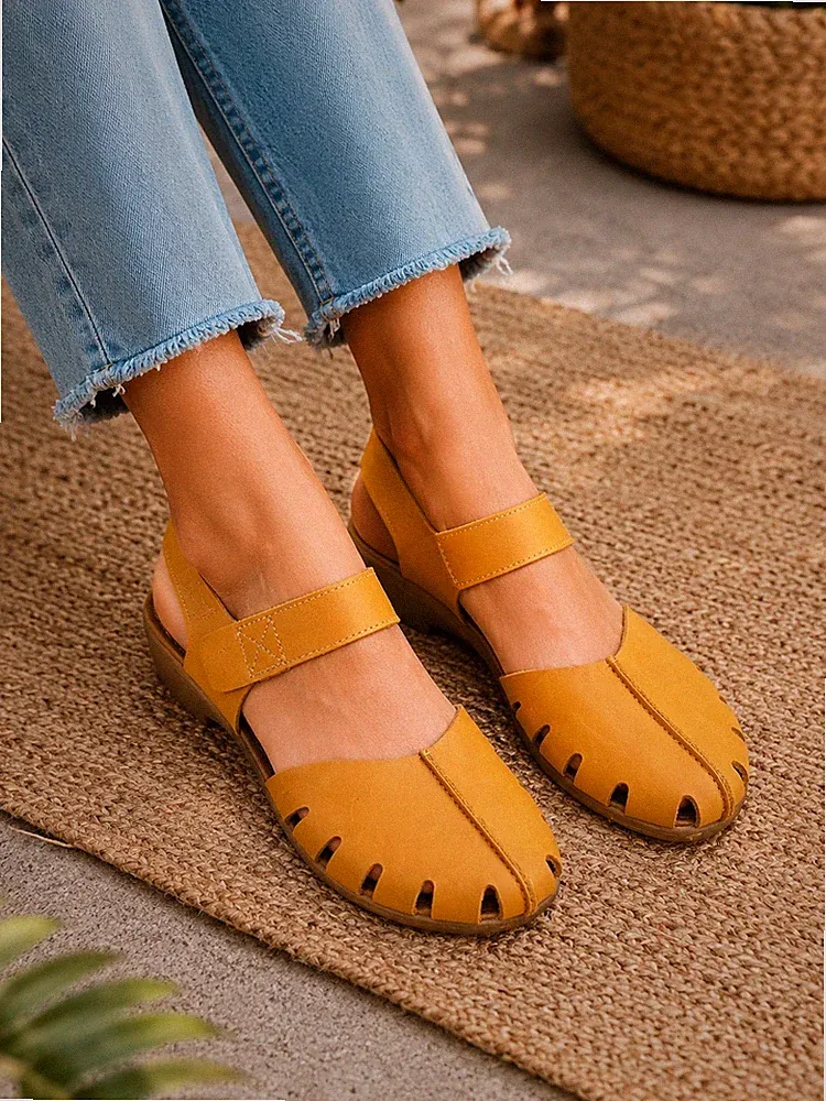 Loints of Holland Sandalen Gelb Senf Leder Gr. 38 Neu Komfort Handarbeit