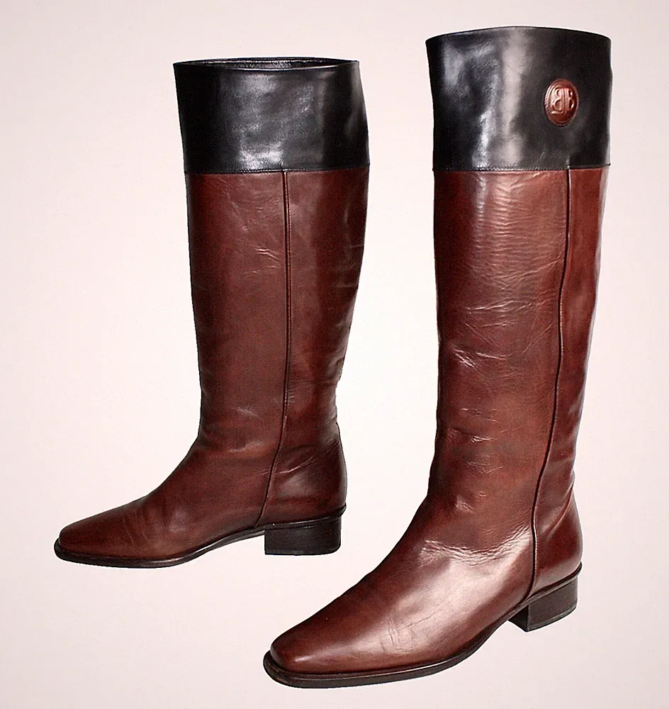 LORENZO BANFI MILANO DAMEN REITSTIEFEL WOMAN SHOES COGNAC LEDER EU38,5 #K3-022#