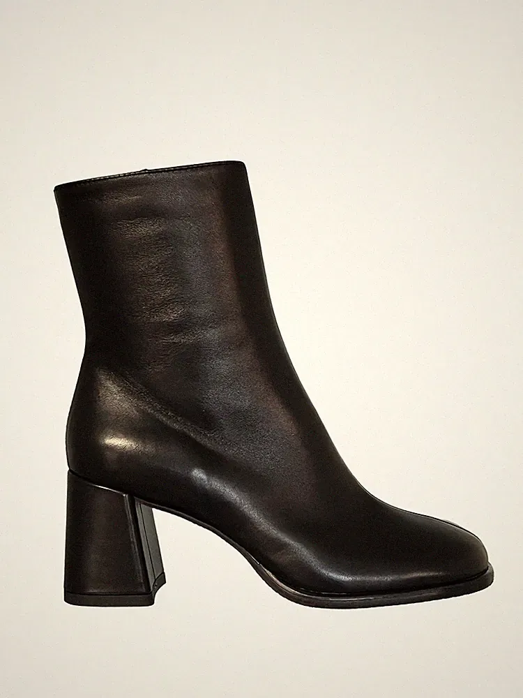 LORENZO MARI Damen Halbstiefel Leder schwarz Reißverschluss CLAIRE 01