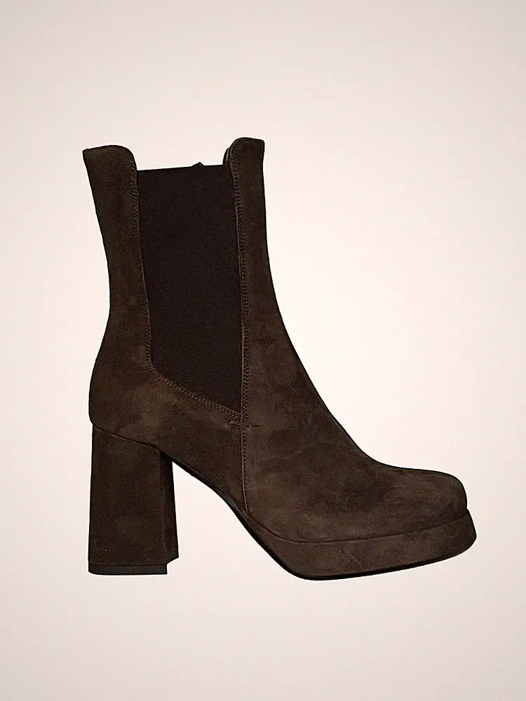 LORENZO MARI Damen Stiefel Wildleder braun Absatz 8 cm FLAMINIA 01