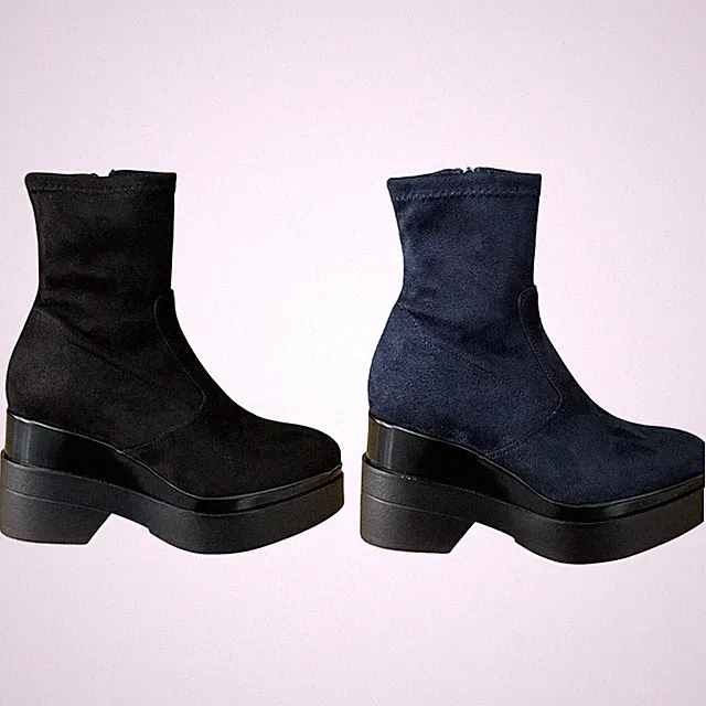 LORENZO MARI Halbstiefel Alcantara seitlicher Reißverschluss Plateau Absatz 9 cm POLLY