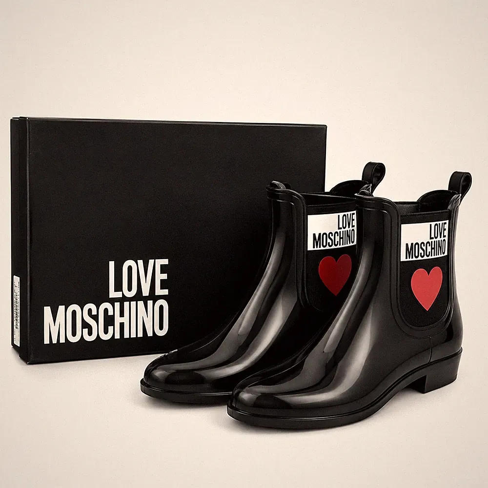 Love Moschino Chelsea Gummistiefel Damen Gr. 36 – Schwarz – NEU mit OVP