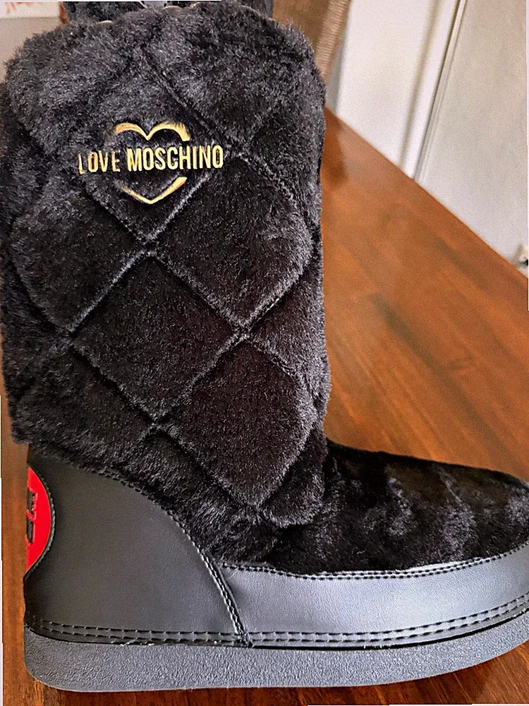 Love Moschino Damen Snowboots gefüttert Kunstpelz schwarz/rot 41-42