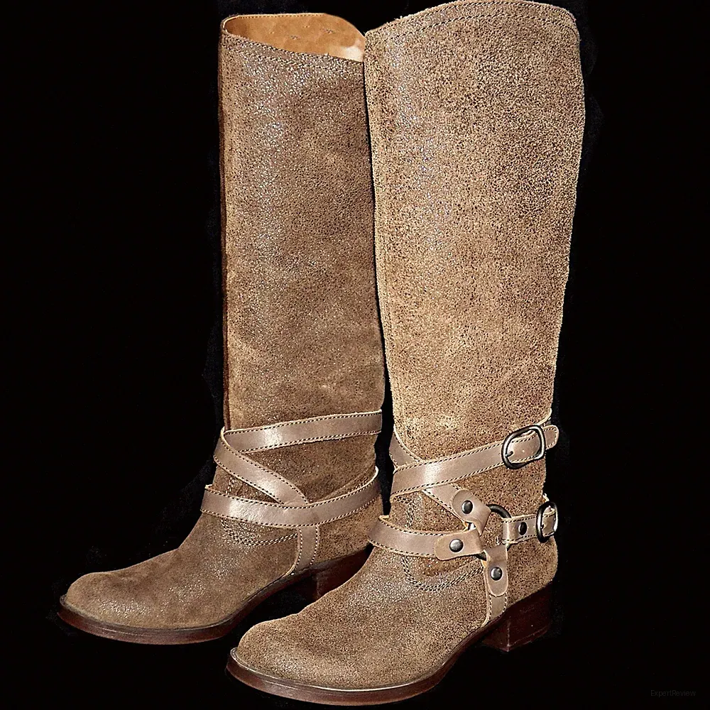 Lucky Brand Hanah Dunkle Erde Distressed Braunes Wildleder Reitstiefel 11 M 41.5