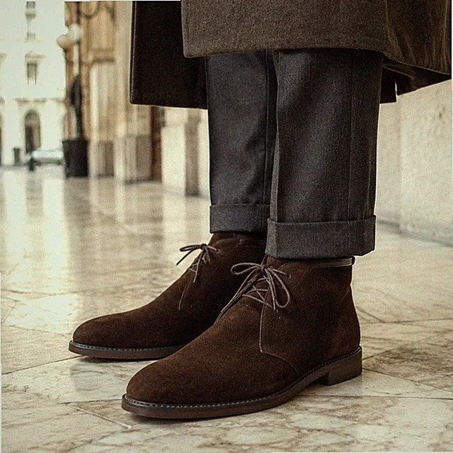 Ludwig Reiter Chukka Stiefel 45 US 12 Herren Braunes Wildleder Shearling Knöchel
