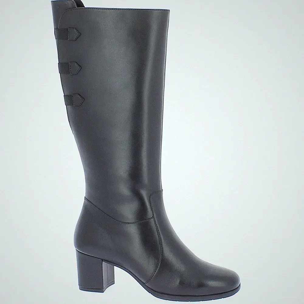 Luxus Damen Stiefel Venus mit Absatz, Reißverschluss und Gummizug - SCHWARZ (Schwarz)