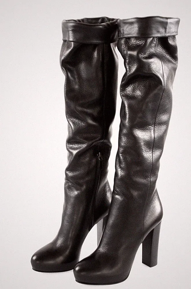 LUXUS PRADA OVERKNEE STIEFEL 1WP089 SCHWARZ WEICHES LEDER NEU 40,5 41 UK 7.5