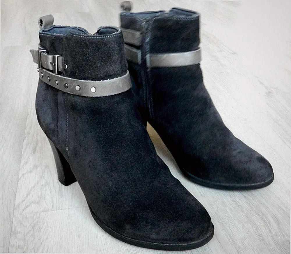M&S Footglove Damen Stiefeletten mit Absatz schwarz Wildleder Größe 5 / 38 Weite