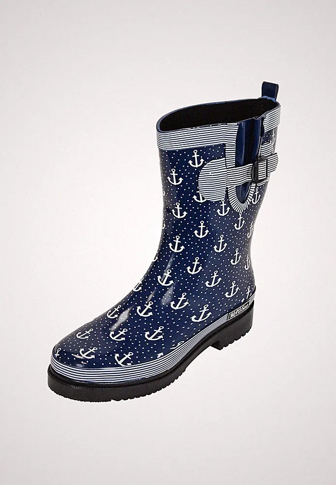MADSea Damen Gummistiefel Ocean Anchor dunkelblau Anker Regenstiefel halbhoch