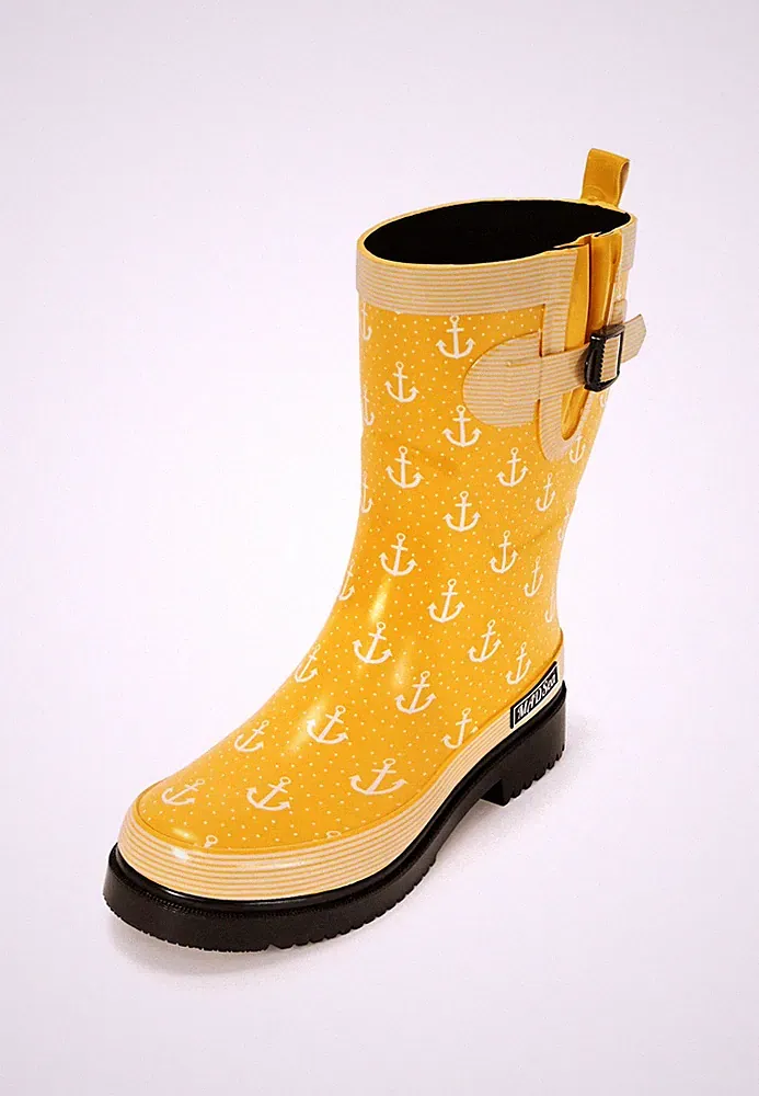MADSea Damen Gummistiefel Ocean Anchor gelb Anker Design Regenstiefel halbschaft