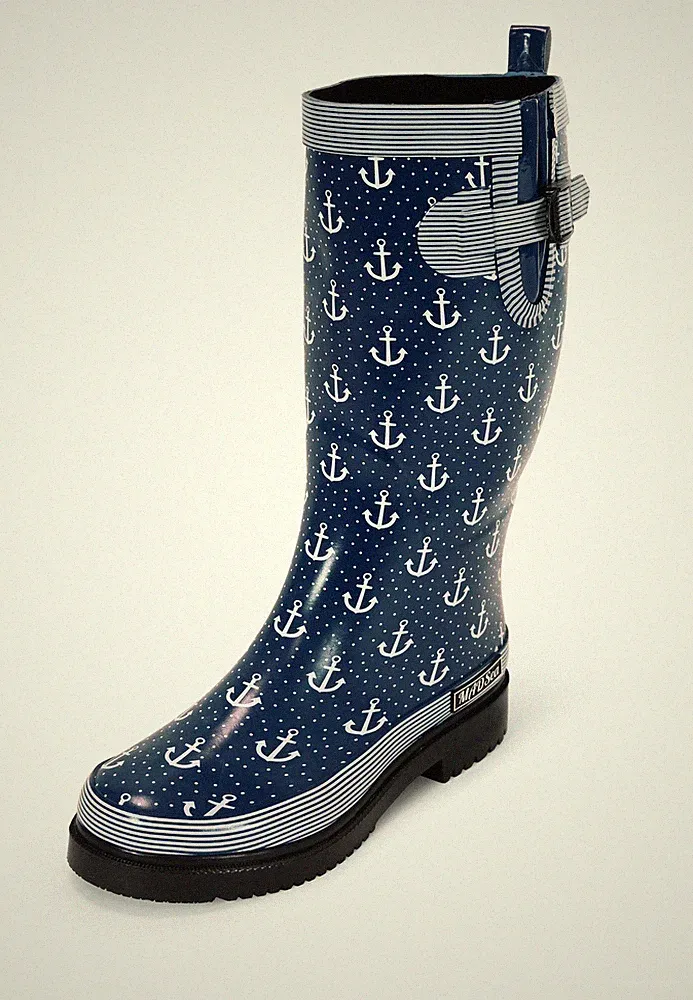 MADSea Damen Gummistiefel Ocean Anchor High dunkelblau Langschaft Regenstiefel