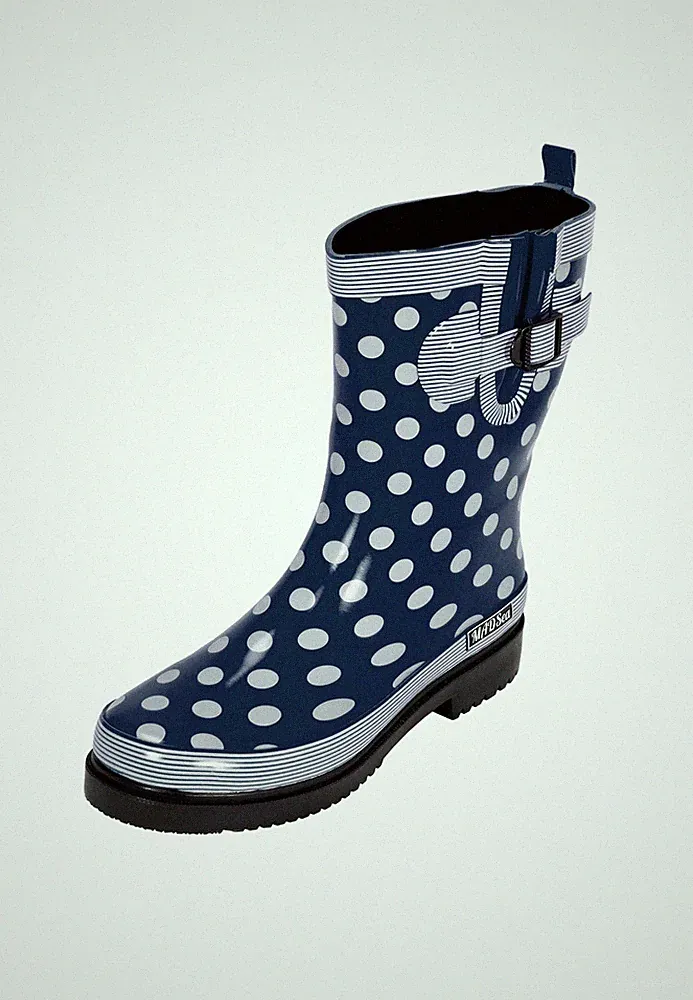MADSea Damen Gummistiefel Ocean dunkelblau Punkte Halbschaft Regenstiefel