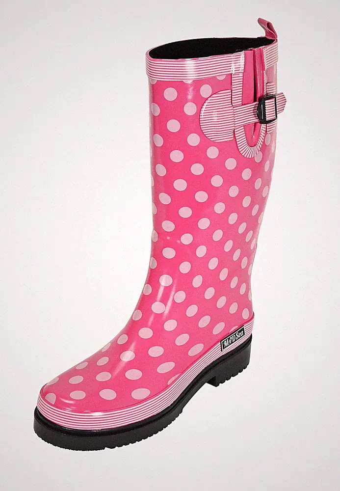 MADSea Damen Gummistiefel Ocean High Pink Langschaft Regenstiefel Einlegesohle