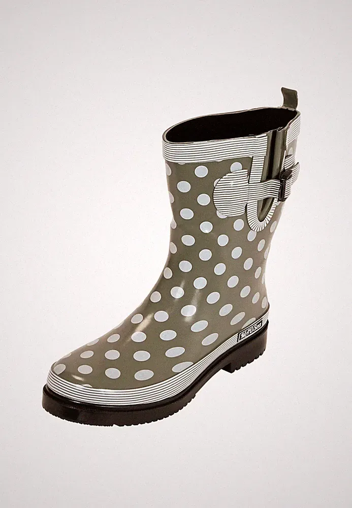 MADSea Damen Gummistiefel Ocean oliv Punkte Halbschaft Regenstiefel halbhoch