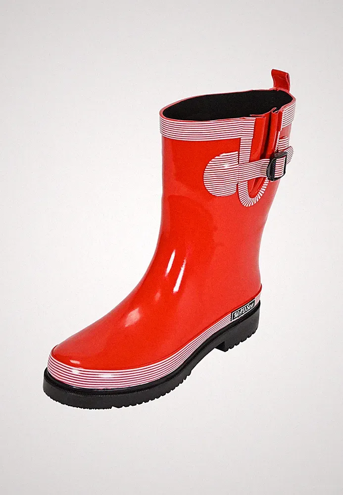 MADSea Damen Gummistiefel Ocean Pure Rot Halbschaft Regenstiefel halbhoch