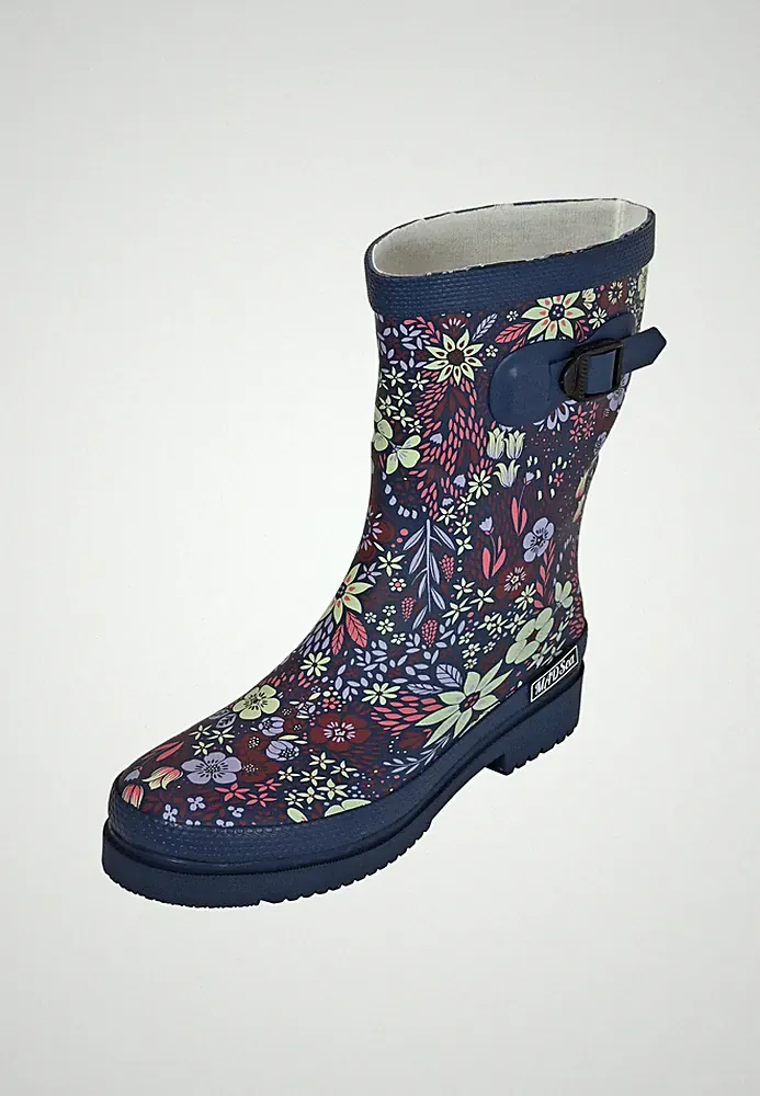MADSea Gummistiefel Damen Flower Blumen halbhoch Regenstiefel Halbschaft