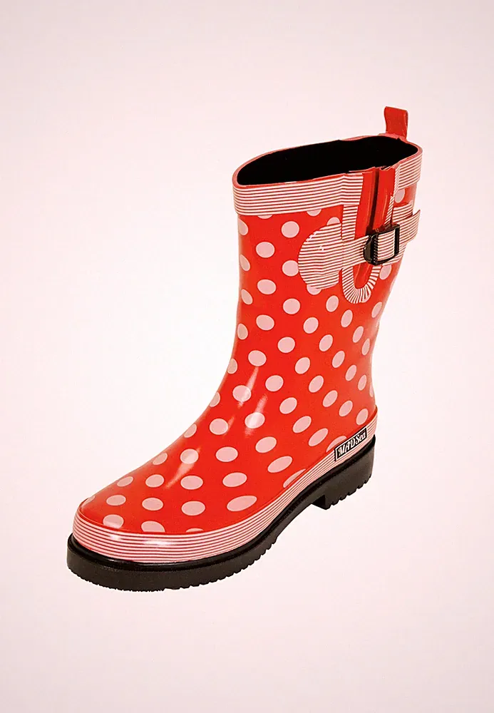 MADSea Gummistiefel Damen Ocean rot gepunktet Regenstiefel halbhoch rutschfest