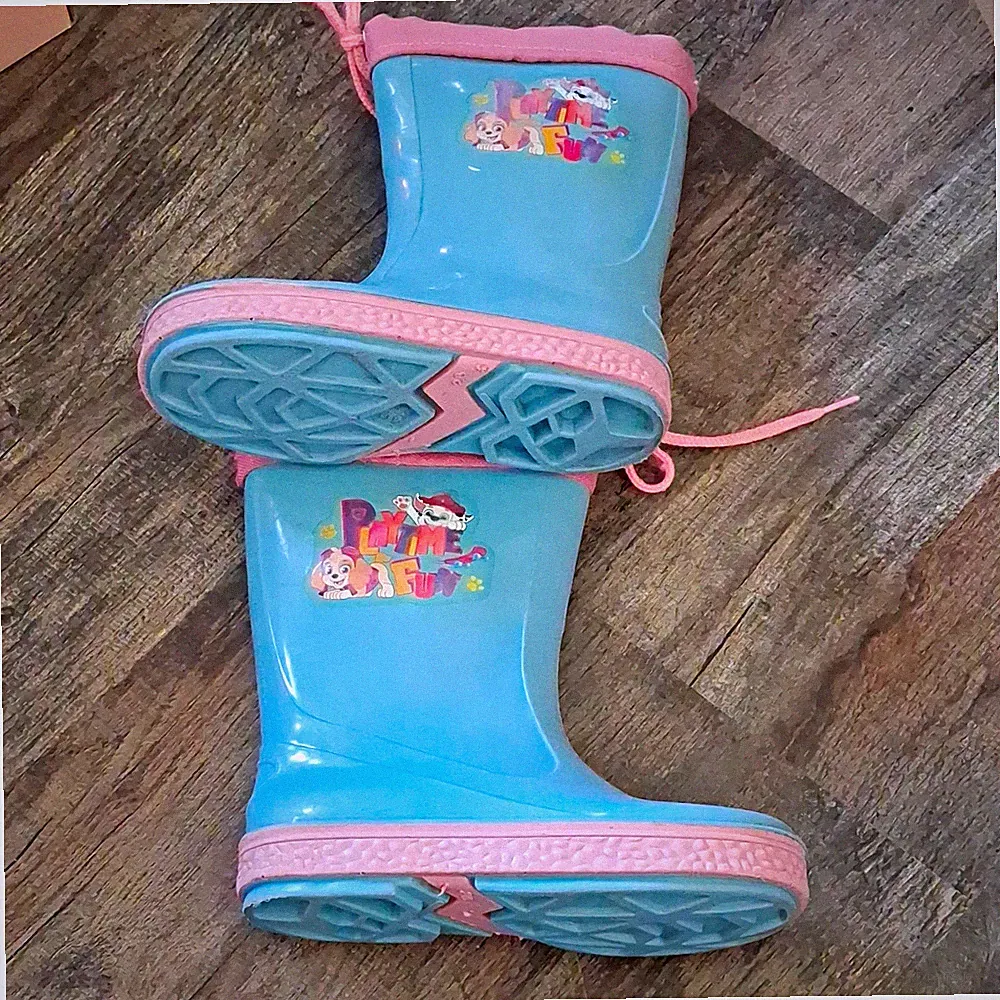 Mädchen Gummistiefel blau/rosa Cartoon-Motiv wasserdicht Slip-On Grösse 28