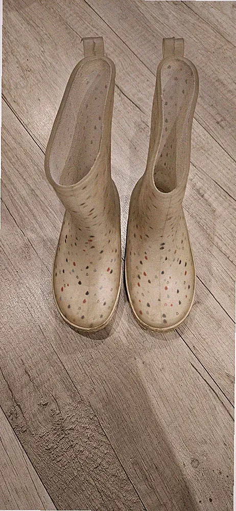 Mädchen Gummistiefel Gr 26/27 Weiß Gepunktet
