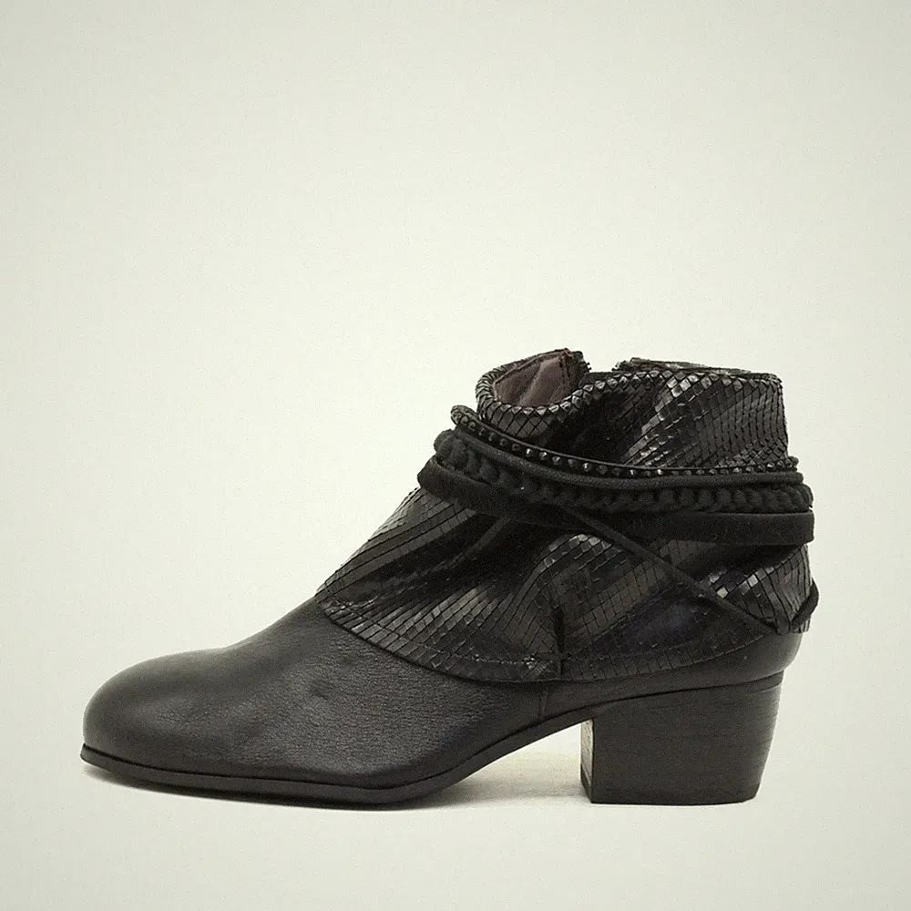 Mam'Zelle Damen Western Ankle Boot Stiefelette Schwarz Leder Style Boots EU 38
