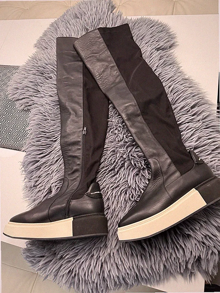 Manuel Barcelo Leder Overknee Stiefel Schwarz Gr. 39 Neu NP 350€