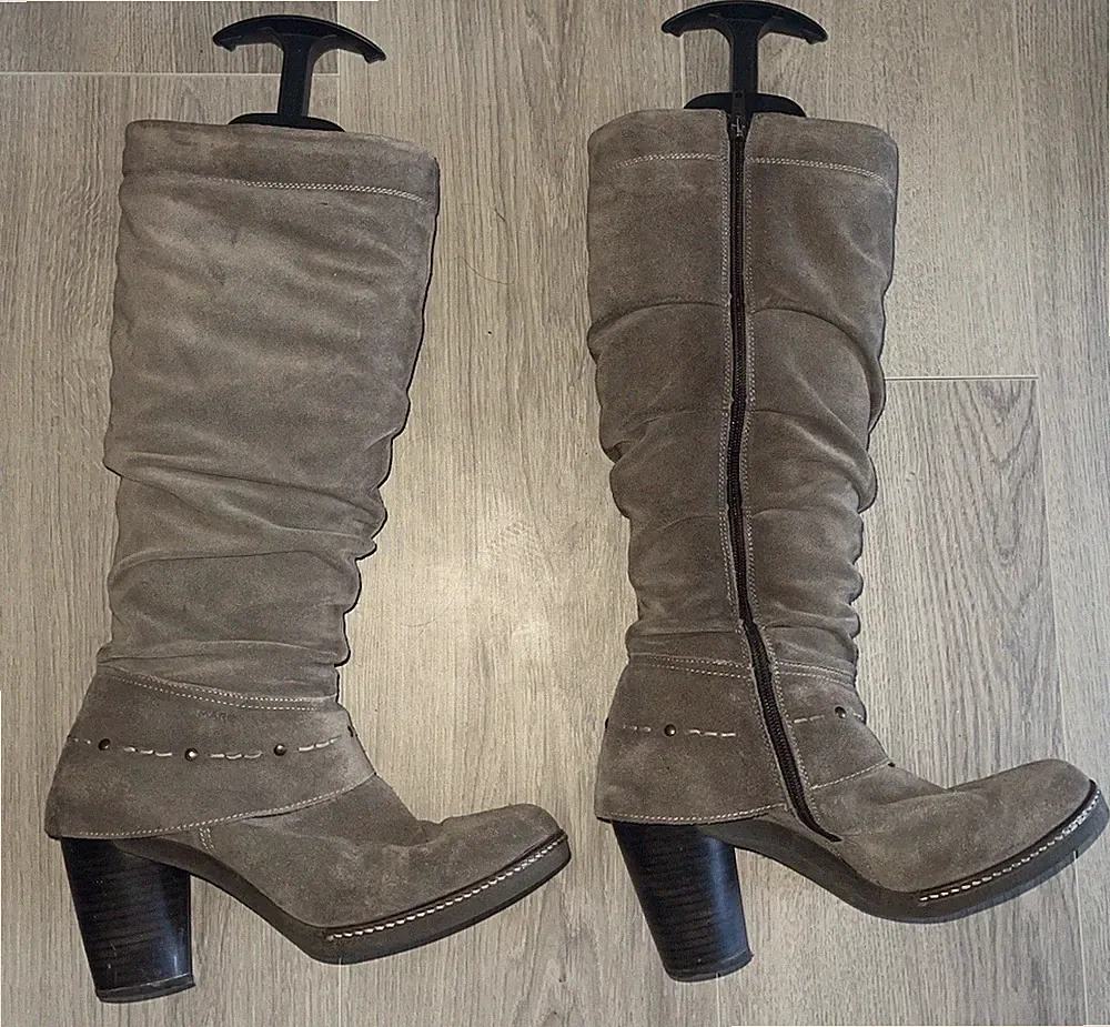 MARC Damen Wild Leder Stiefel Made In Germany Gr 38 grau