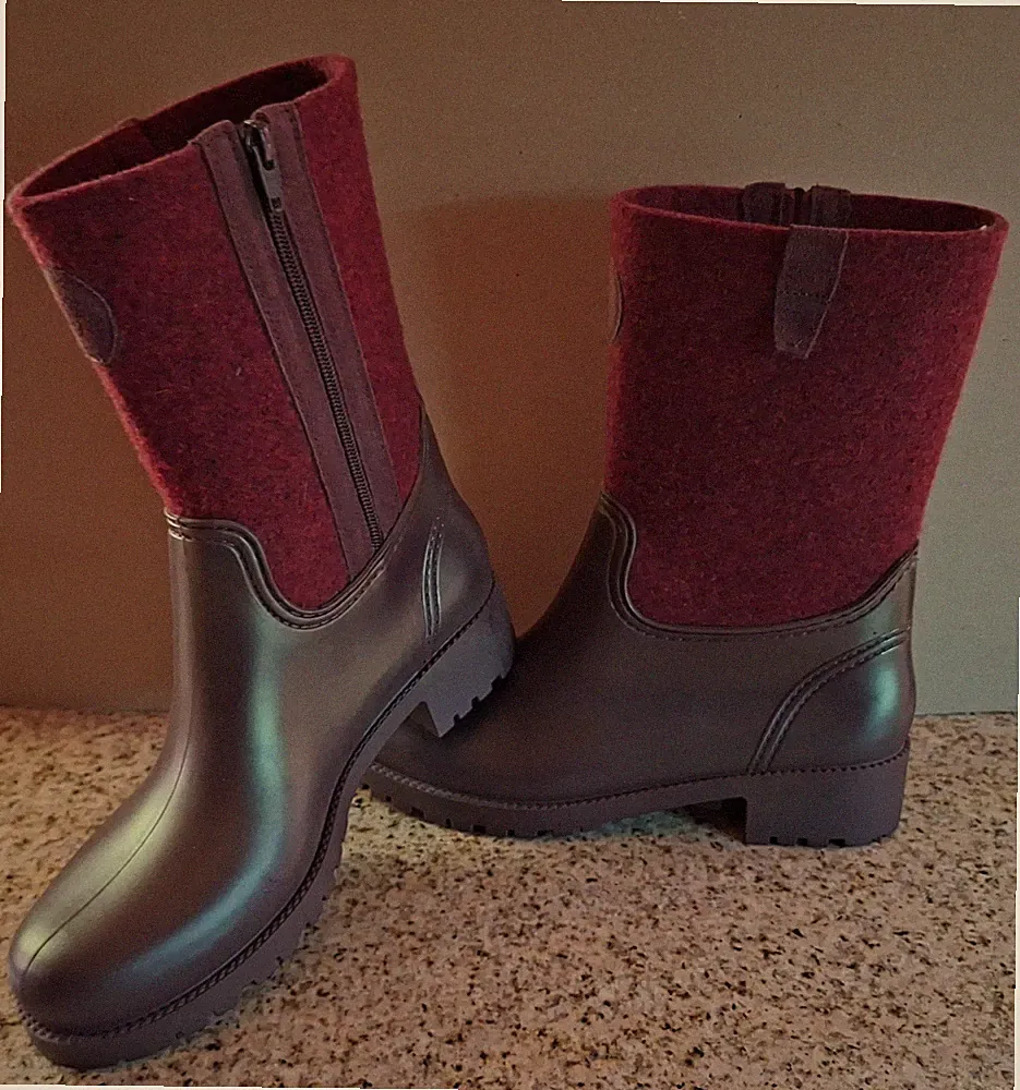 MARC O’POLO Gummi-Stiefel mit Filz in bordeaux, Gr. 40