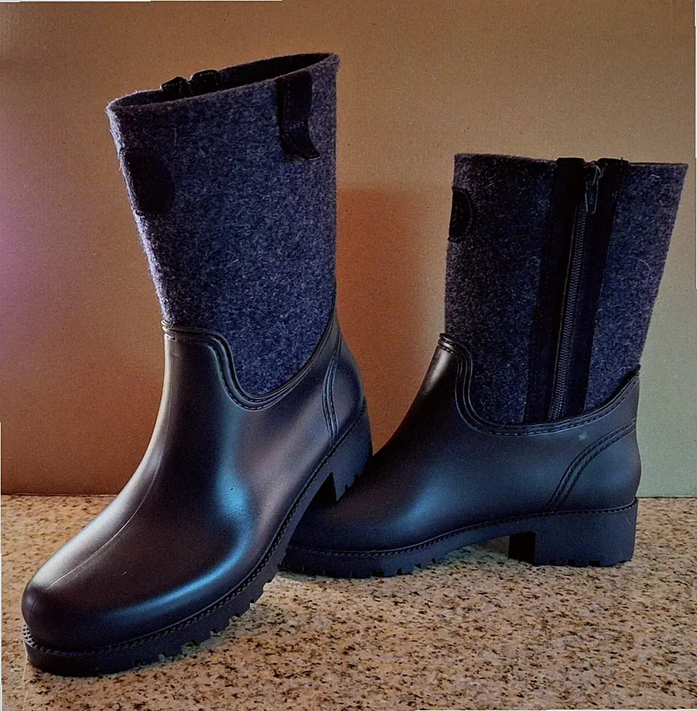 MARC O’POLO Gummi-Stiefel mit Filz in dunkelblau, Gr. 40