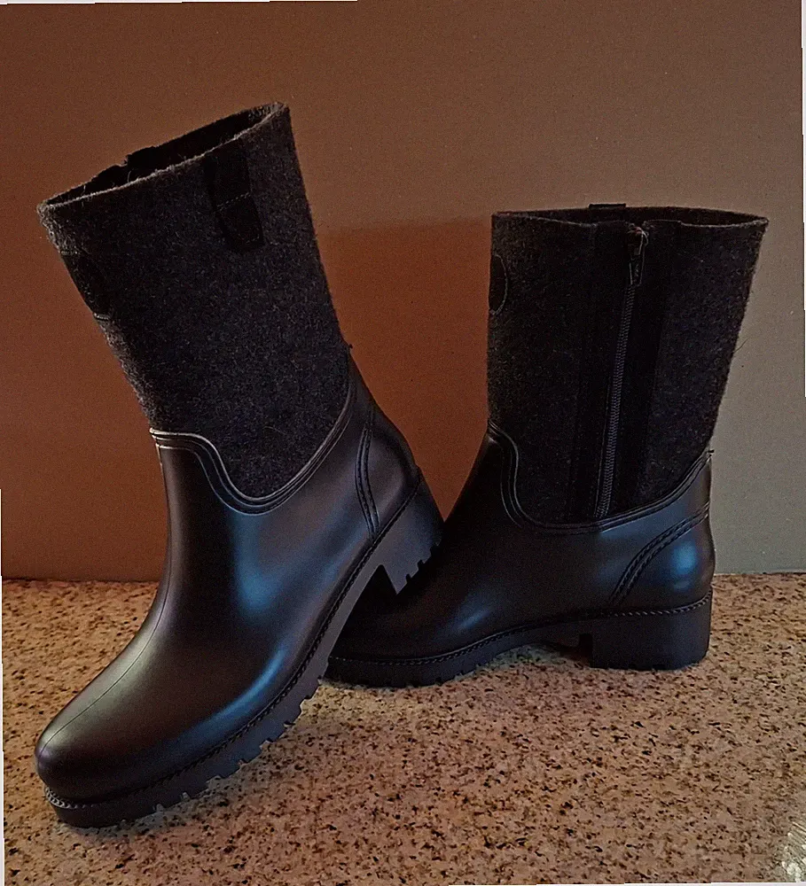 MARC O’POLO Gummi-Stiefel mit Filz in schwarz, Gr. 40