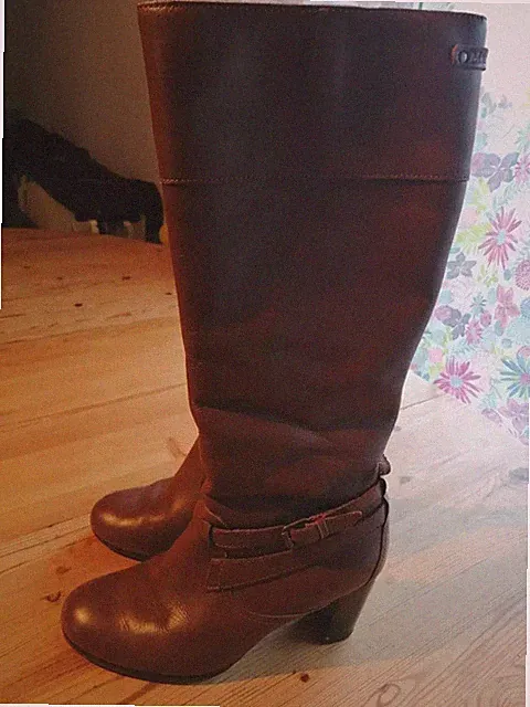 Marc O'Polo Langschaftstiefel Stiefel Leder Gr. 40 UK 6 braun