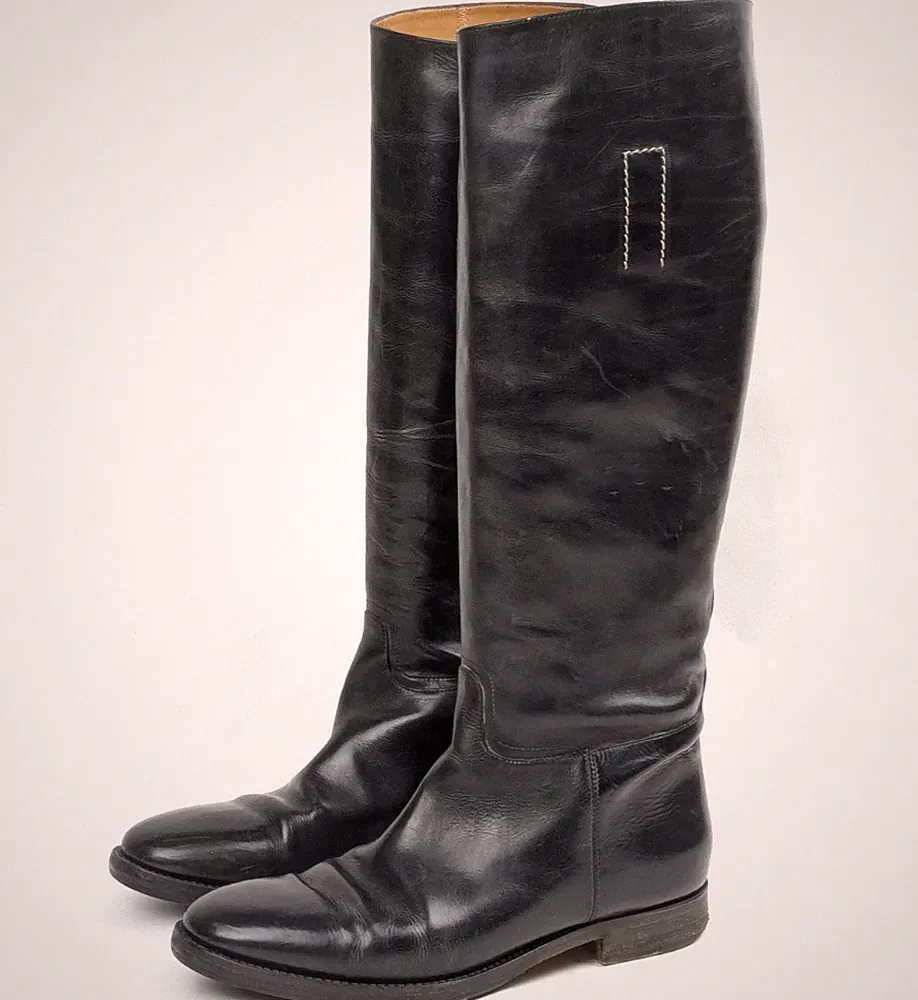 MARGARET HOWELL Stiefel Damen 39 Schwarz Leder Reitstiefel Hoch weicher Schaft