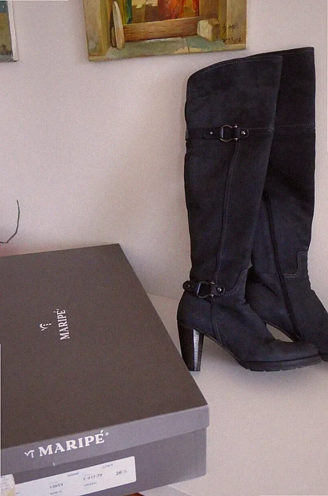 Maripe Stiefel Overknees Nubukleder Blau Gr. 36, 5
