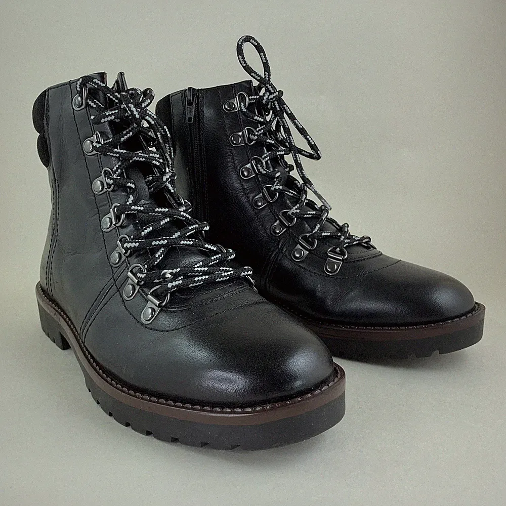 Marks and Spencer Insolia Flex Schwarz Leder Schnürstiefel Größe 5,5 EU 38,5