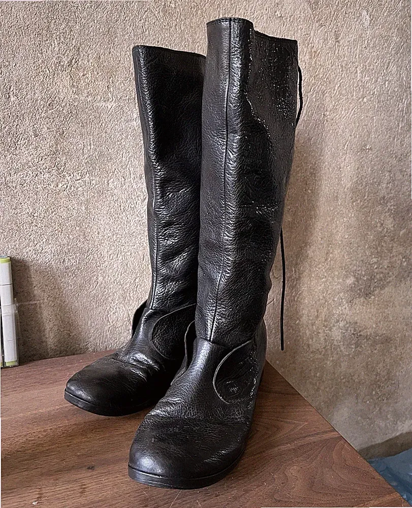 Marsèll Damen Reitstiefel Leder Schwarz Schnürung Wadenlänge EU 41